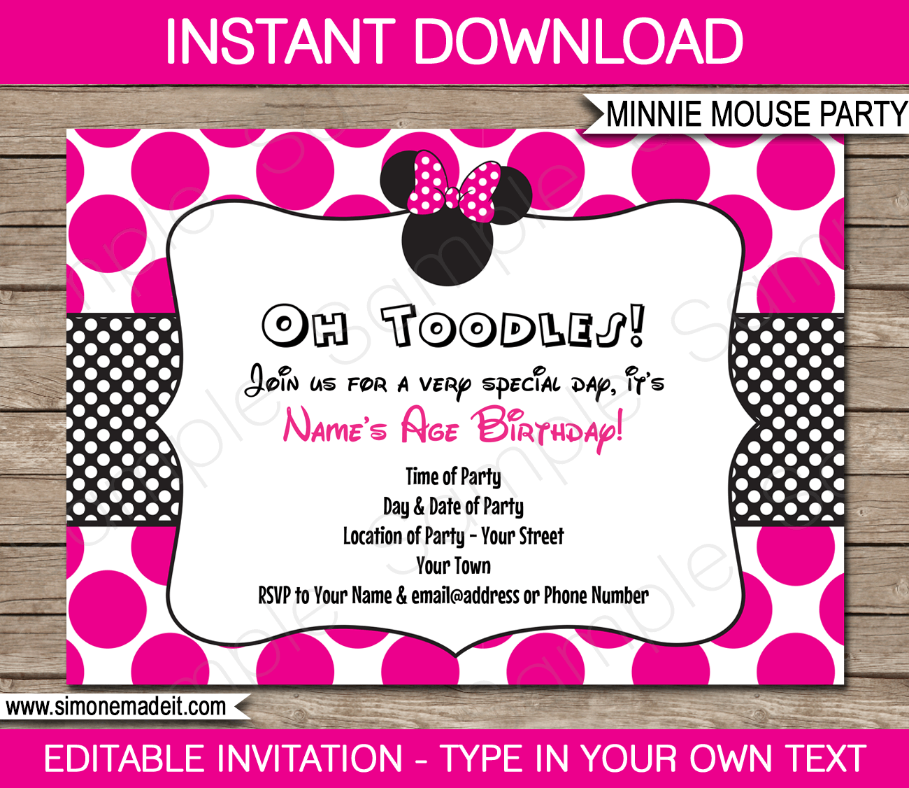 Minnie Mouse Party Invitations Template