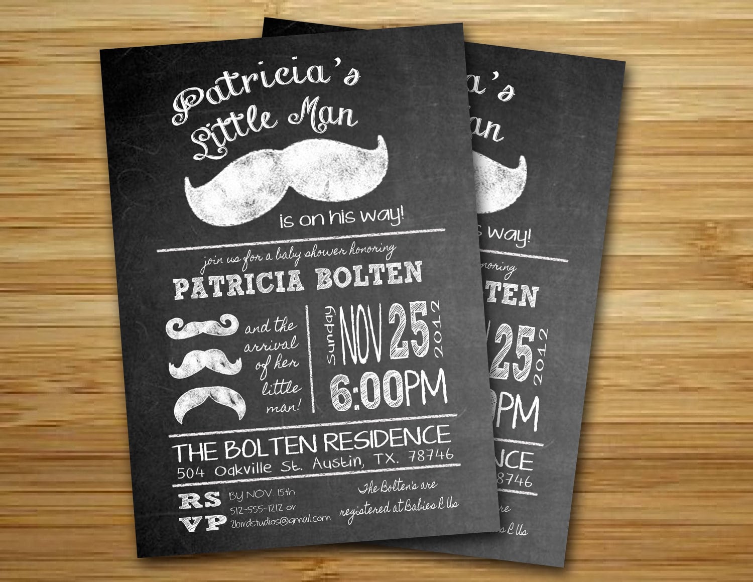 Mustache Baby Shower Invitation