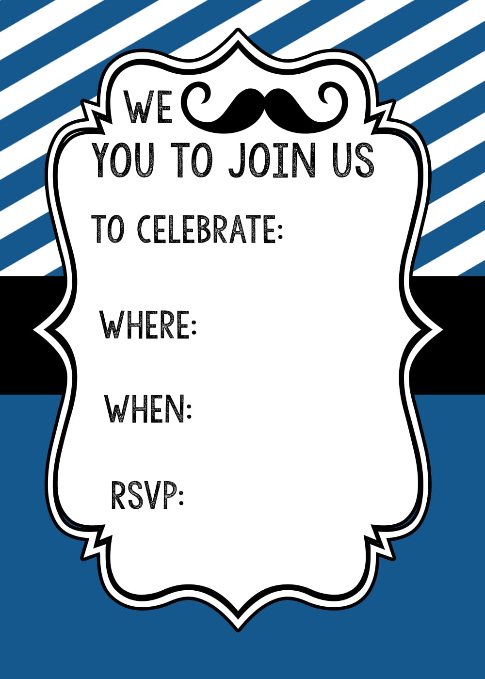 Mustache Party  Baby Shower Or Birthday Invite