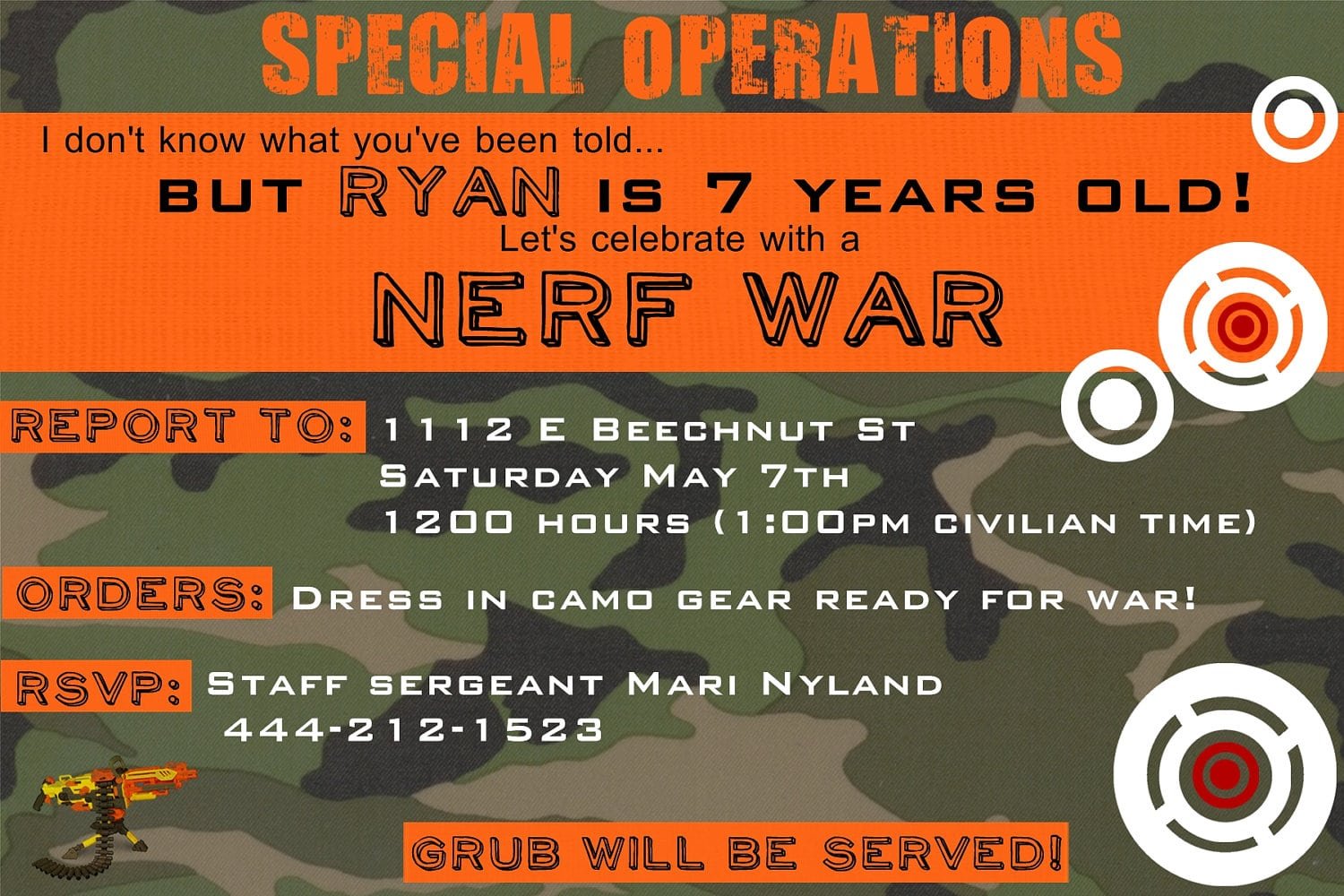 Nerf Party Invitations