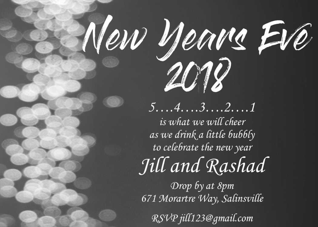 New Year's Eve Party Invitations 2018