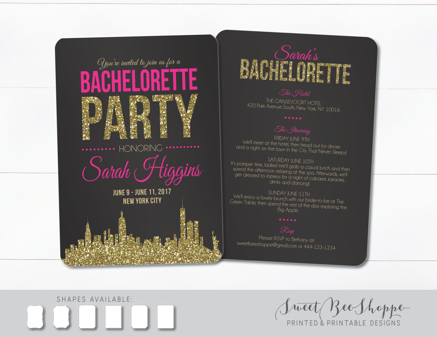 New York City Bachelorette Invite Nyc Bachelorette Party