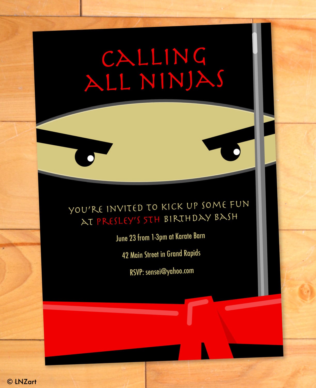 Ninja Birthday Invitations Karate Kicks Birthday Card Modern