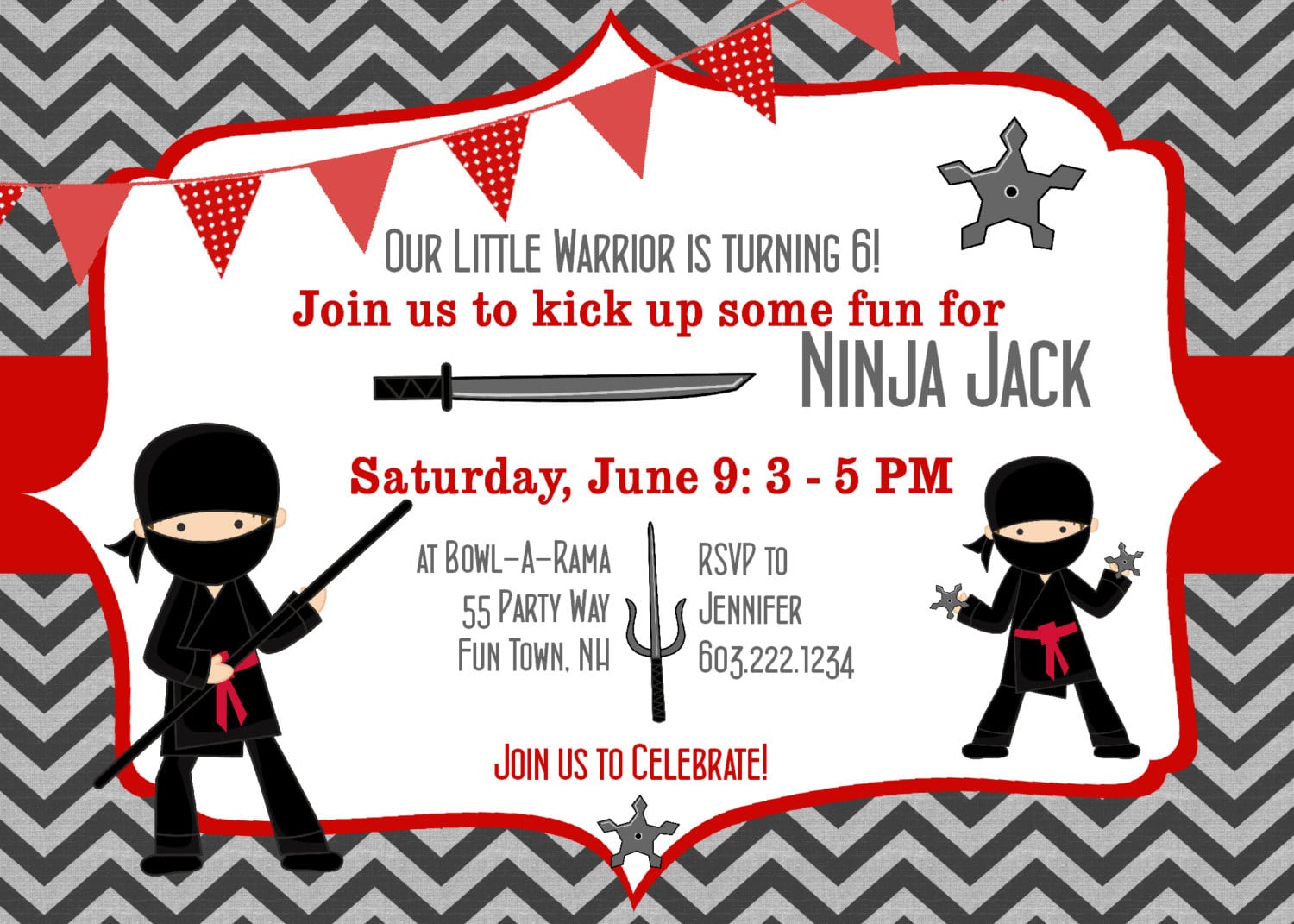 Ninja Party Invitations