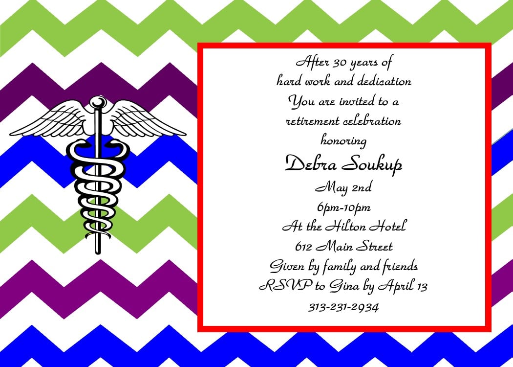 Nursing Retirement Party Invitations