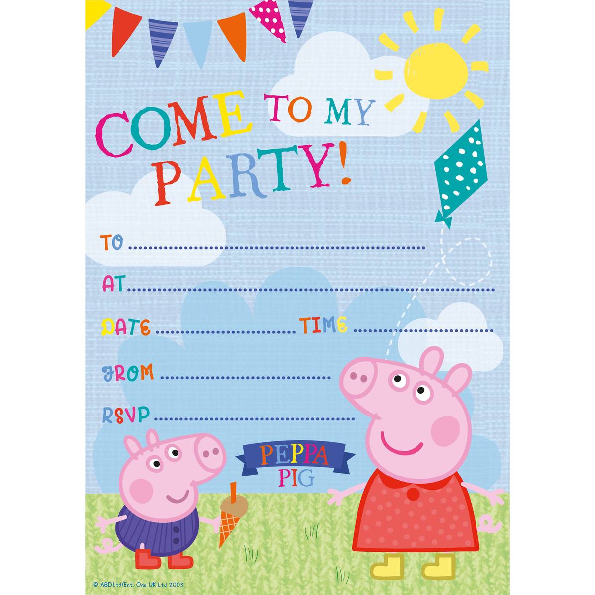 Peppa Pig Party Invitations 20 Pack