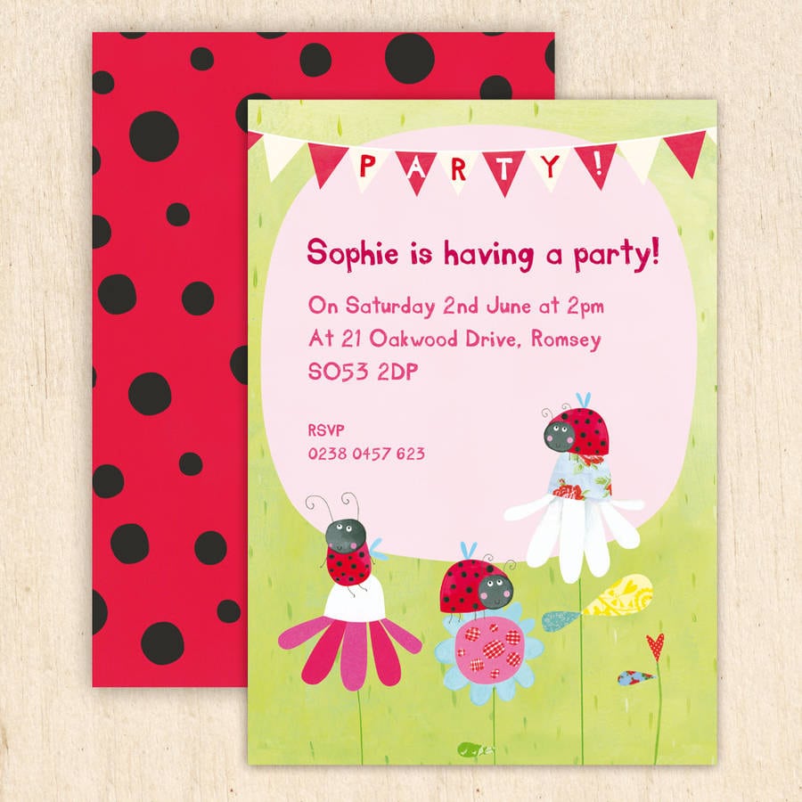 Personalised Ladybird Party Invitations By Made By Ellis