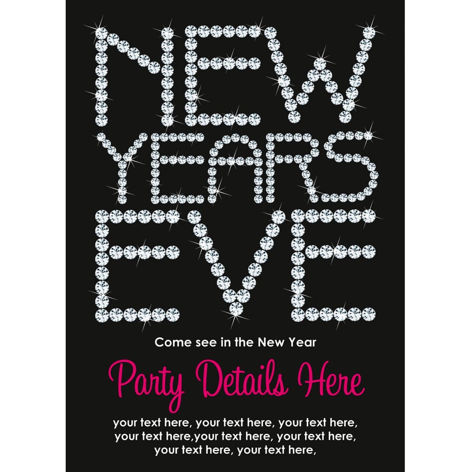 Personalised New Years Eve 2014 Invitations Diamante Design