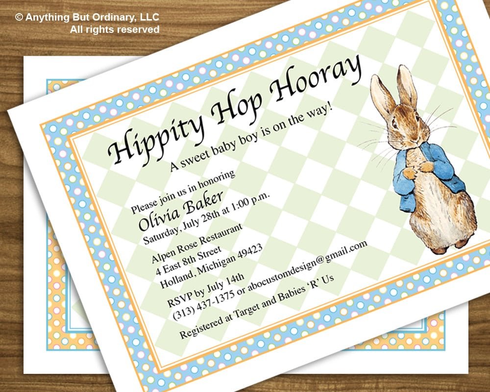 Peter Rabbit Baby Shower Invitation Vintage Peter Rabbit