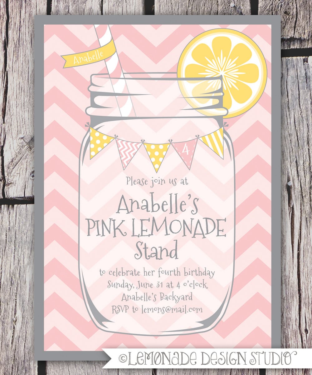 Pink Lemonade Invitation Printable Lemonade Stand Invitation