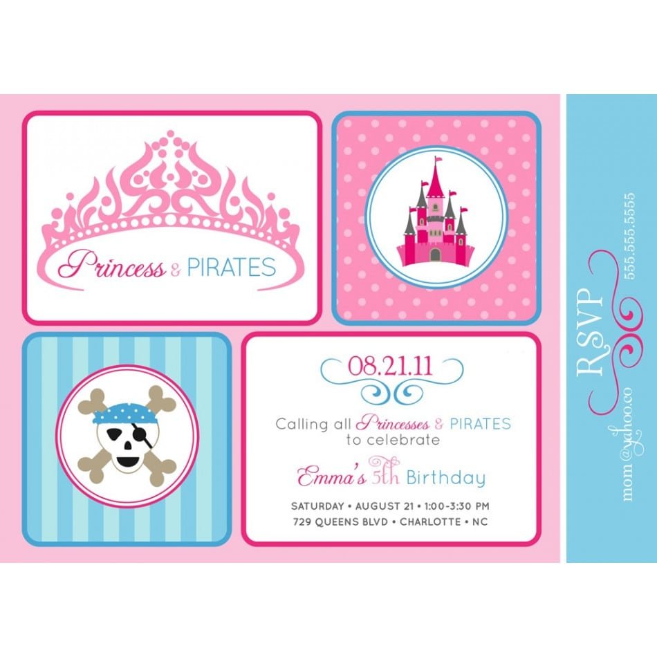 Pirate And Princess Party Invitations Template