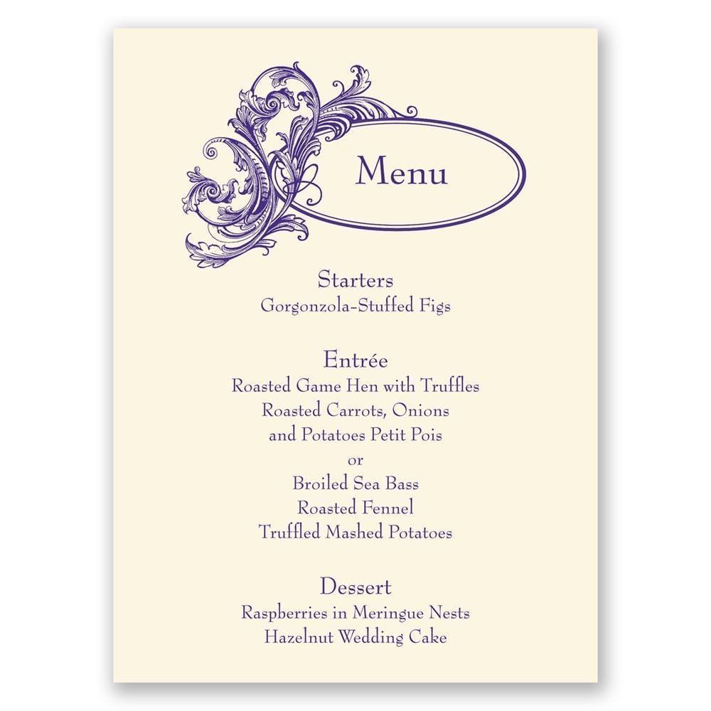 Posh Flourish Menu Card