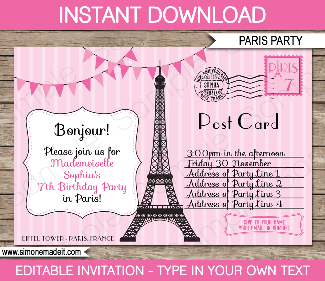 Postcard Birthday Invitations