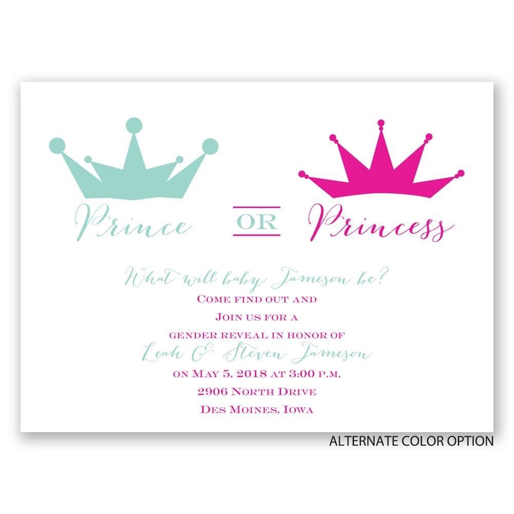 Prince Or Princess Petite Gender Reveal Invitation