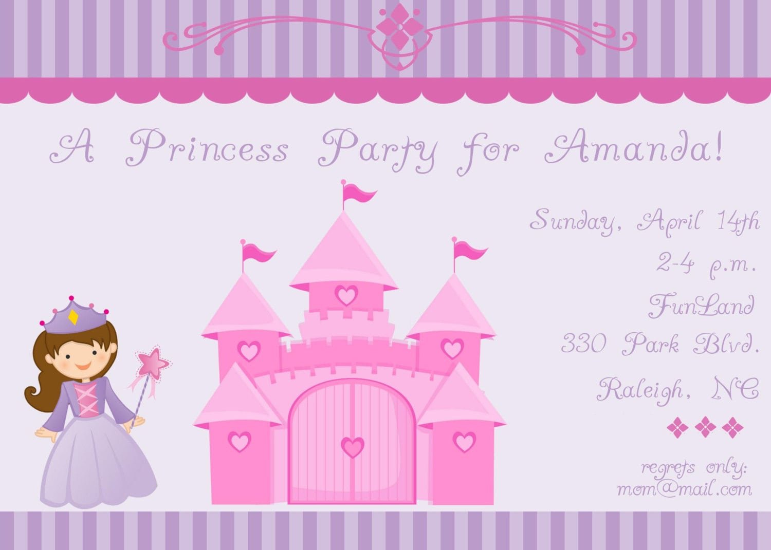 Princess And Castle Birthday Party Invitation