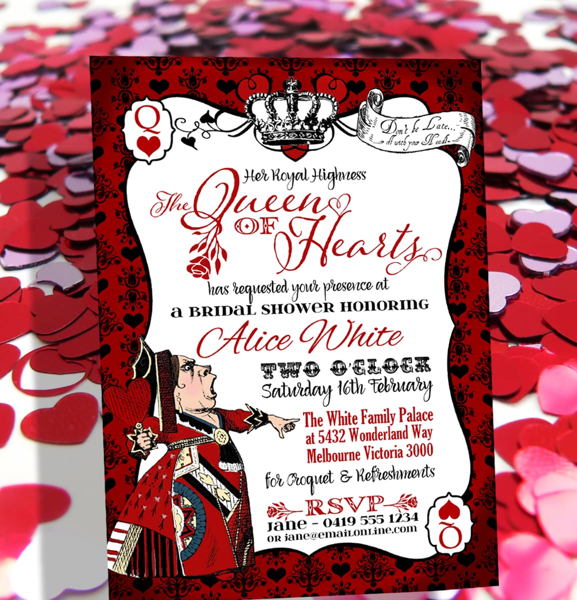 Queen Of Hearts Invitation