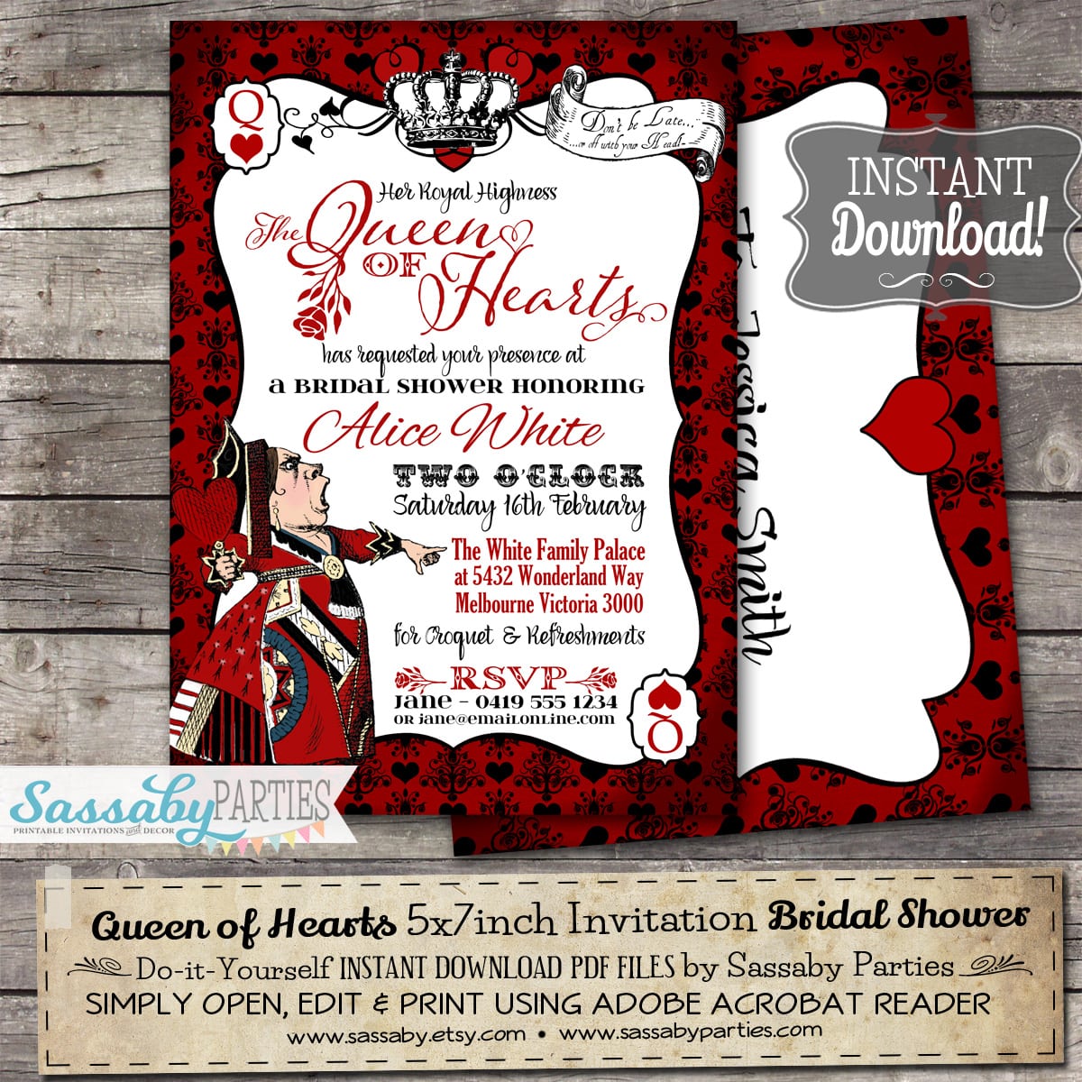 Queen Of Hearts Invitation