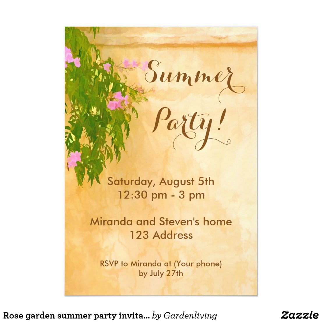 Rose Garden Summer Party Invitation
