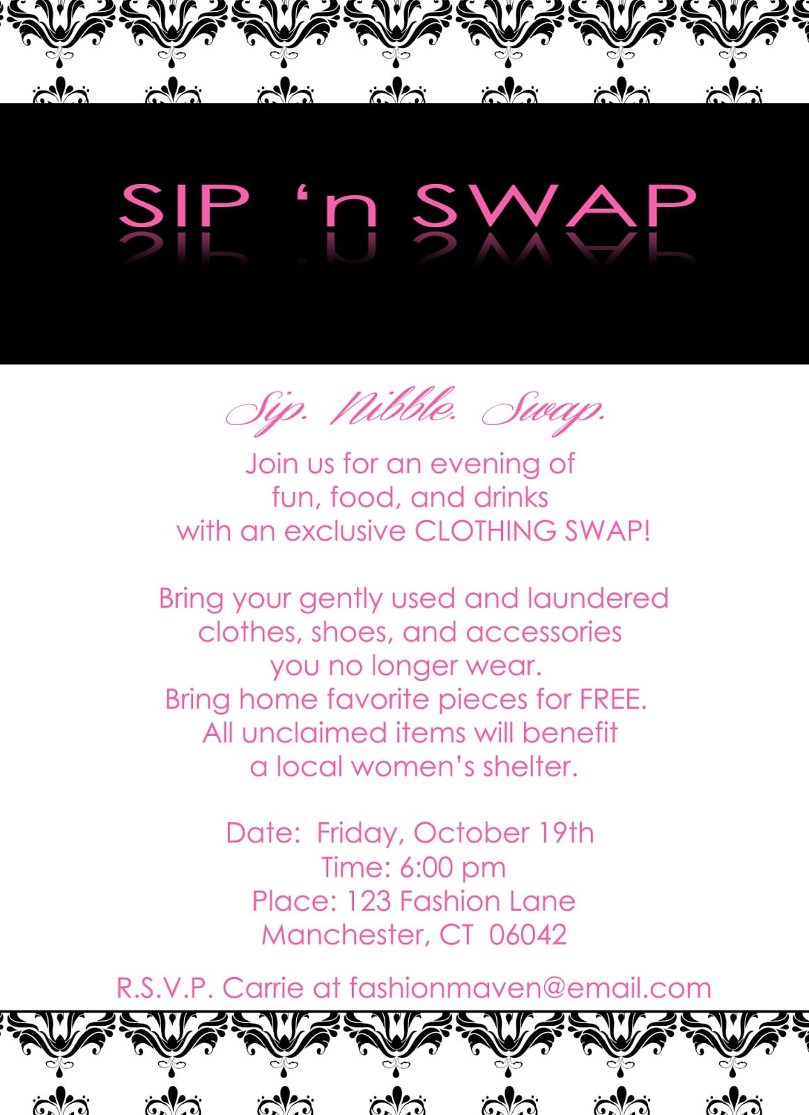 Sip 'n Swap Party Collection  Invitation