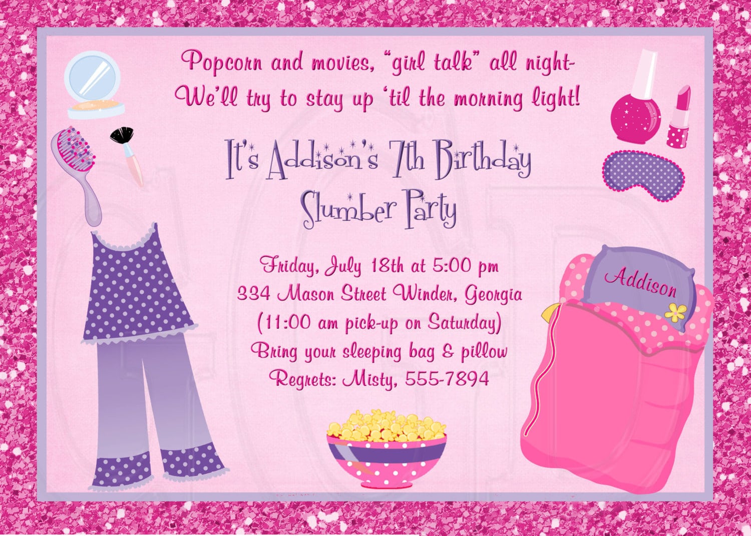 Slumber Party Invitation Pajama Party Digital File
