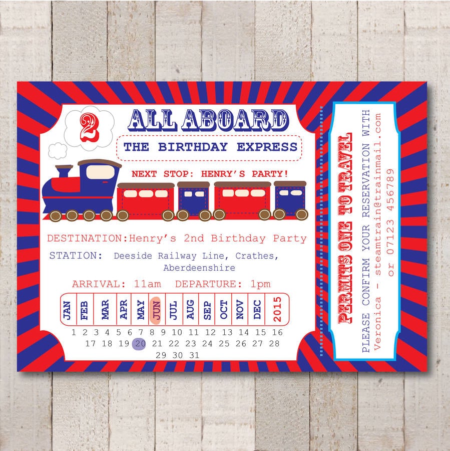 Steam Train Ticket Party Invitation By Rock, Paper, Stars