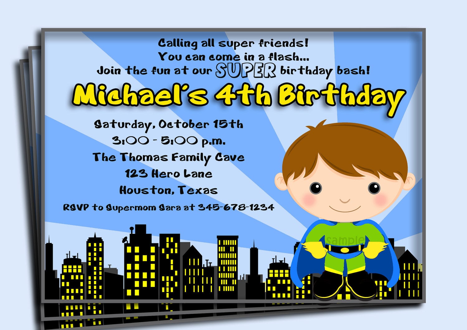 Superhero Birthday Invitation Printable Or Printed With Free