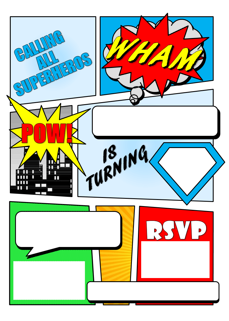 Superhero Birthday Invitation Templates