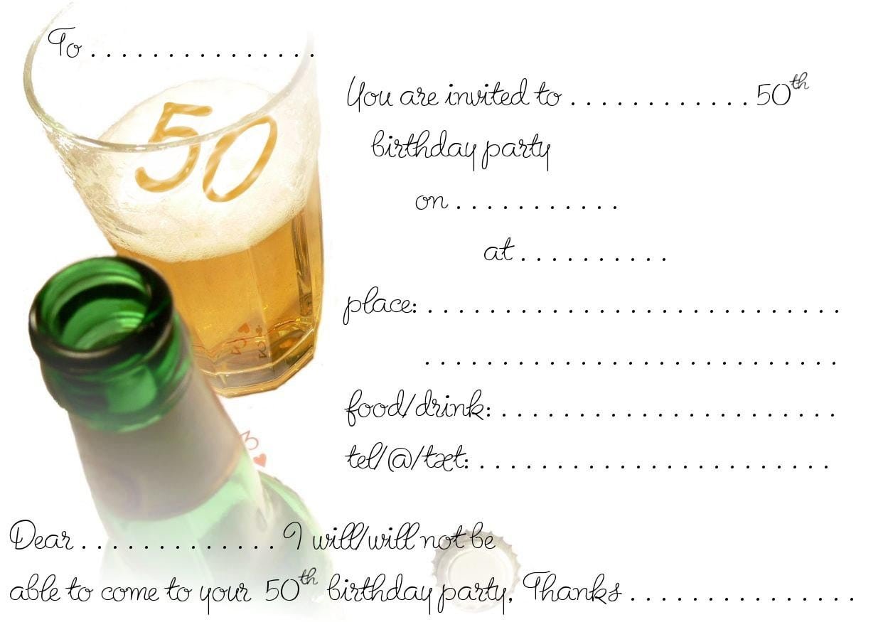 Templates For 50th Birthday Invitations Free Printable