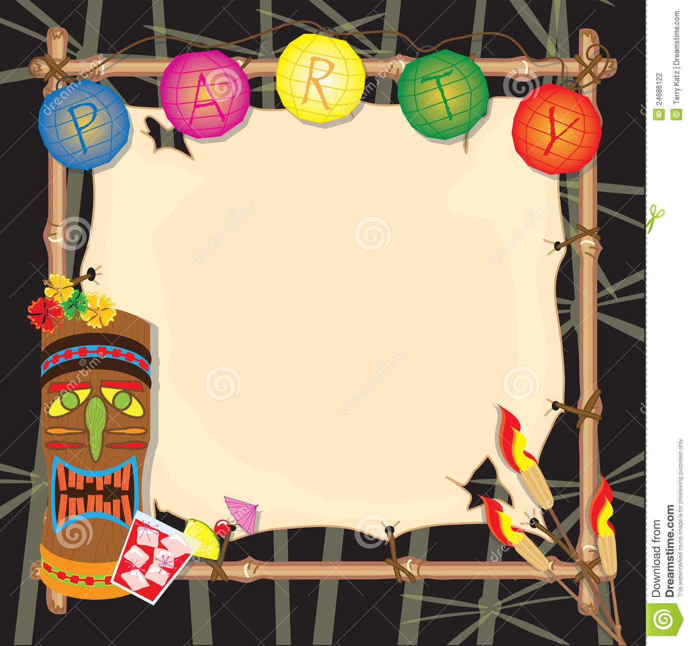 Tropical Retro Tiki Or Luau Party Invitation Stock Vector