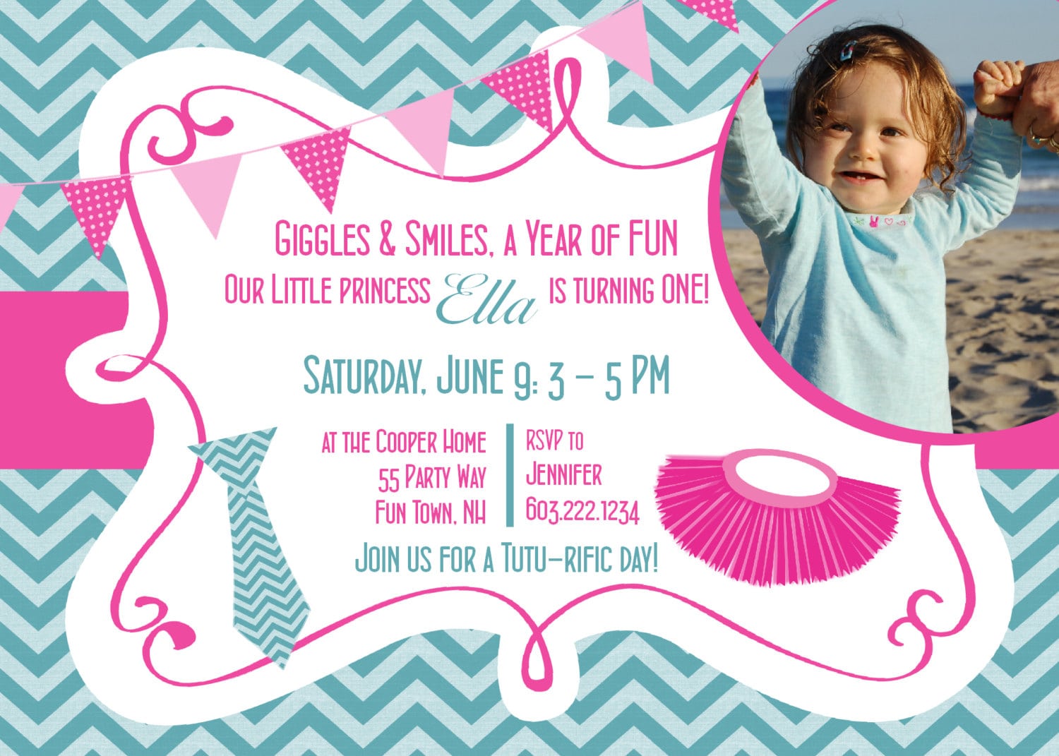 Tutu Birthday Invitation First Birthday Tutu Party Invitation