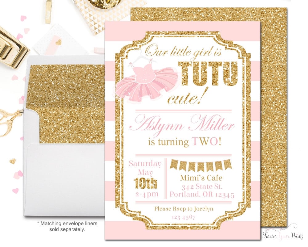 Tutu Birthday Party Invitations, Girls Birthday Party Invitations