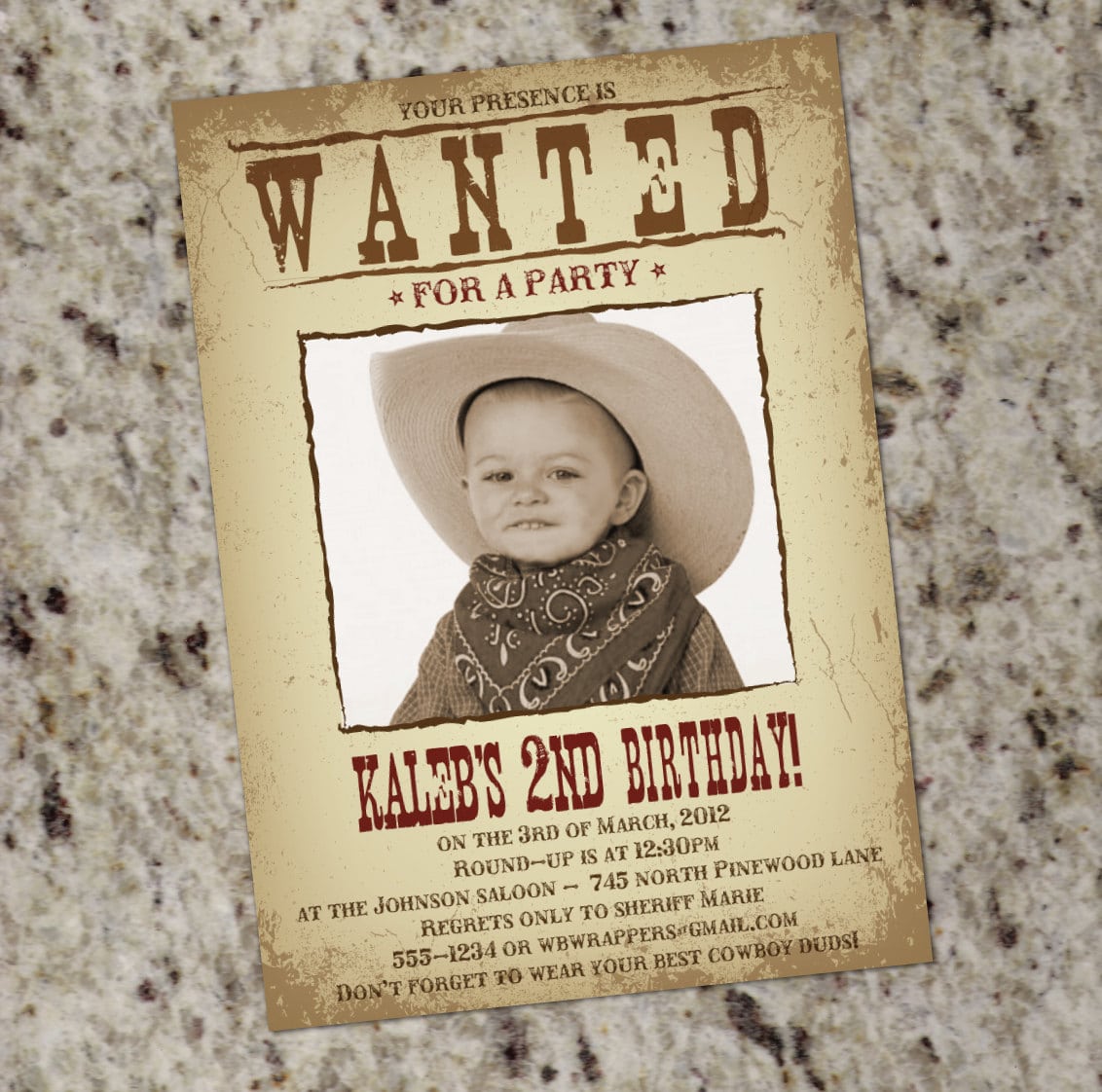 Wanted Poster Western Themed Party Invitation