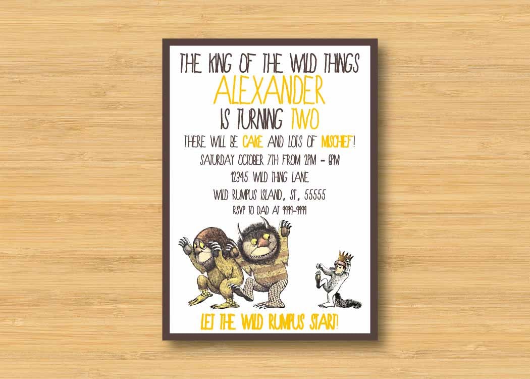 Where The Wild Things Are Invitation Printable 5x7
