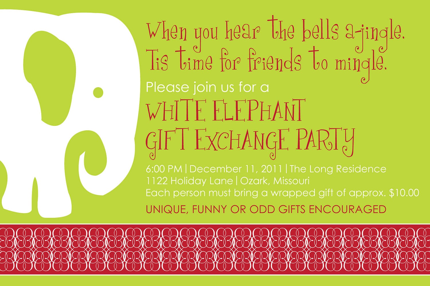 White Elephant Christmas Party Invitations