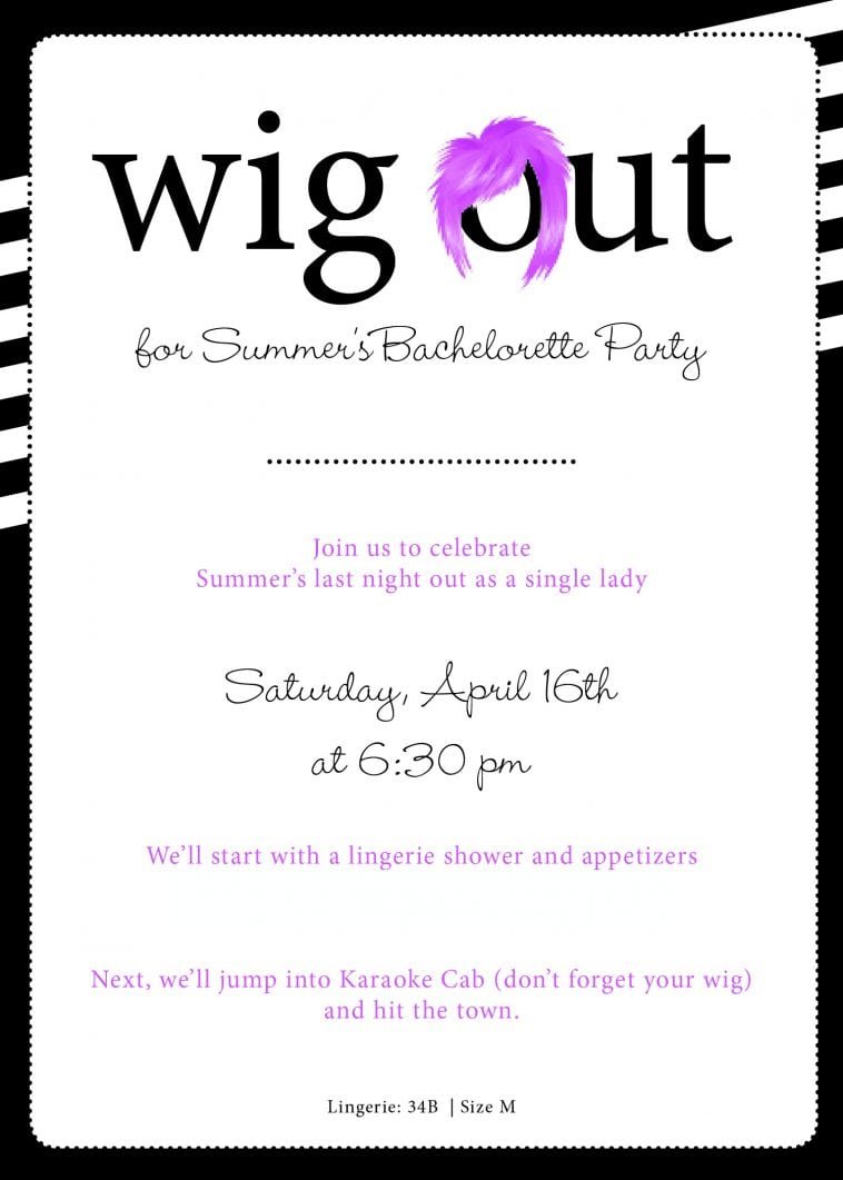 Wig Party Invitations