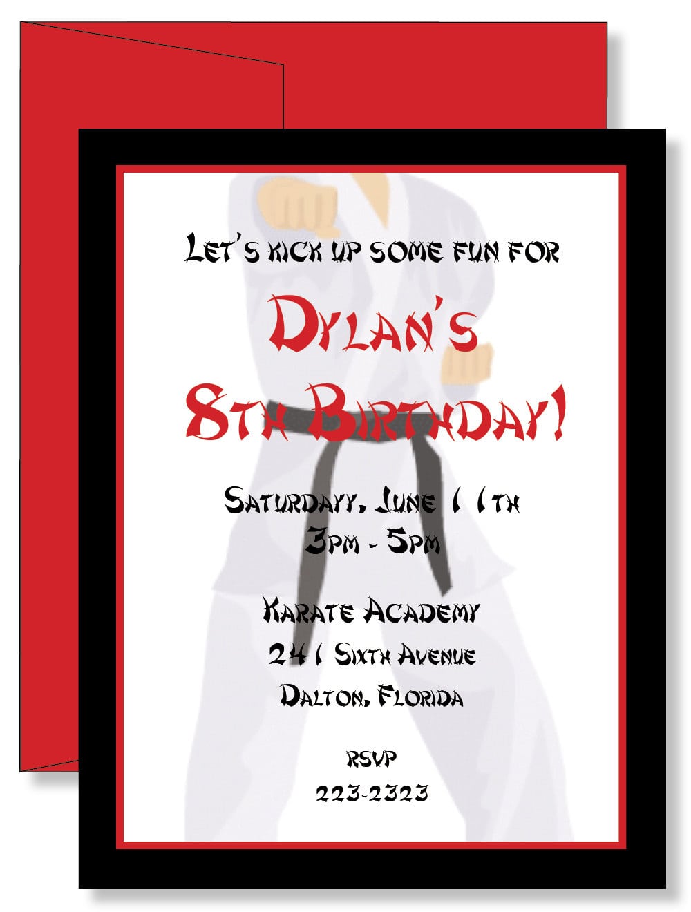 12 Custom Personalized Karate Birthday Party Invitations  $11 00