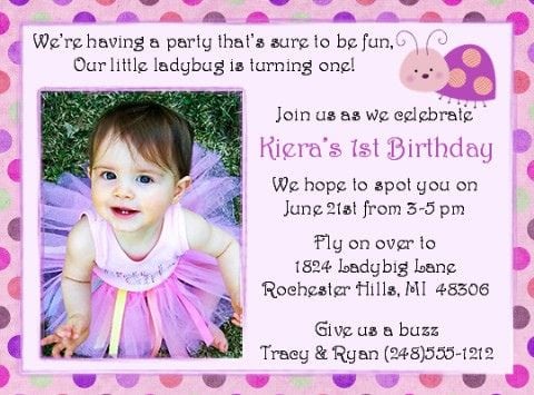 1st Birthday Invitation Wording