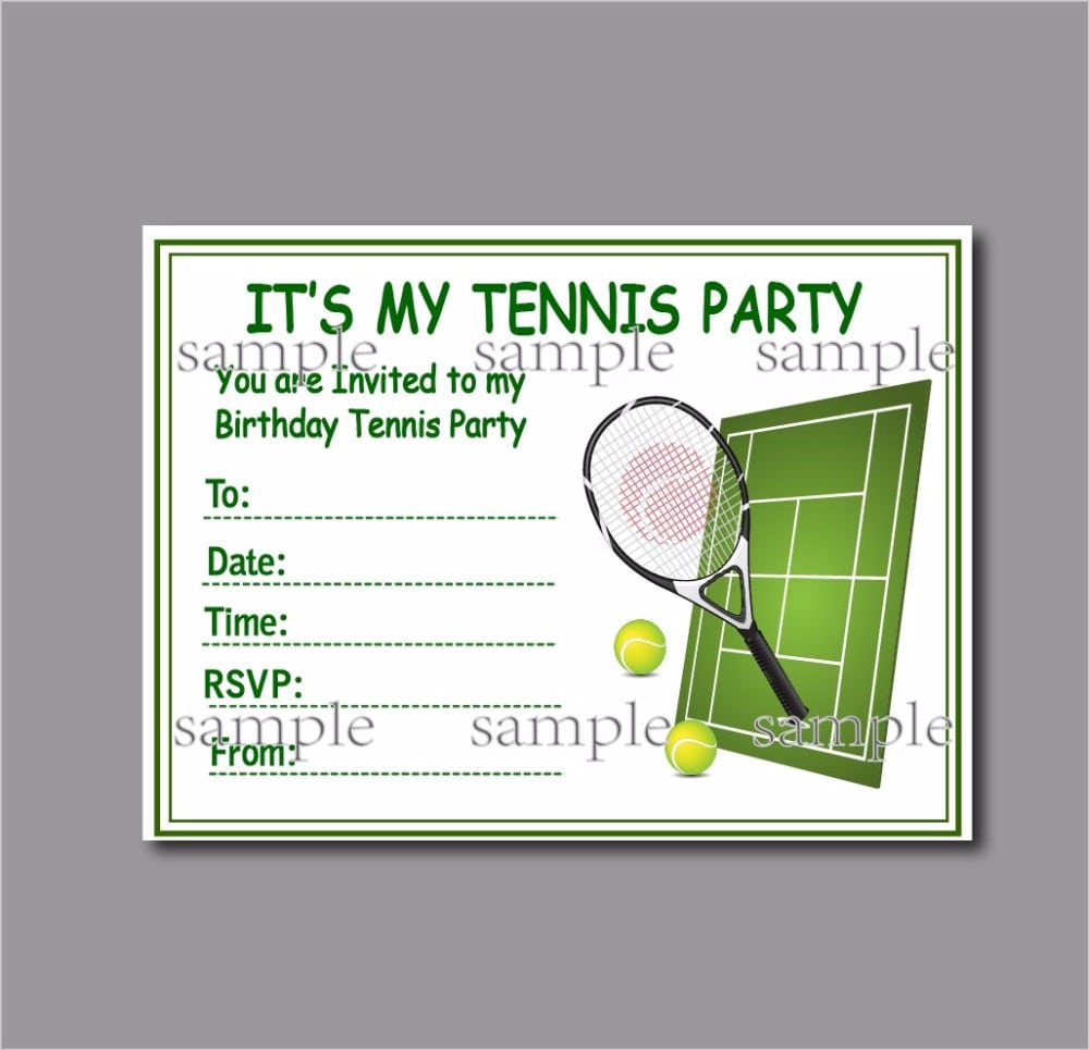 20 Pcs Lot Custom Tennis Birthday Invitation Kids Children Tennis