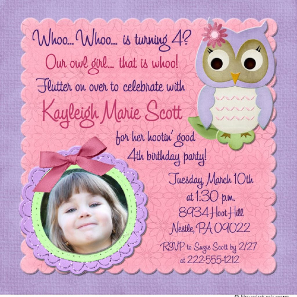 4th Birthday Party Invitation Wording