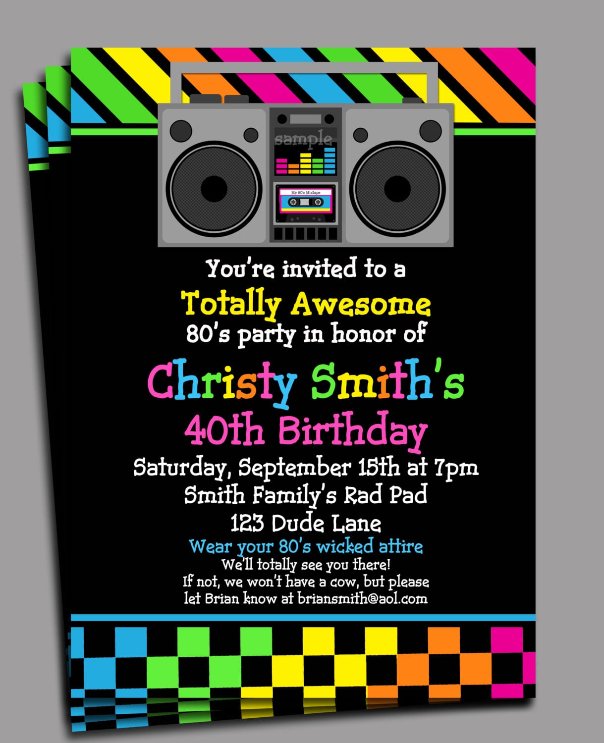 80s Party Invitations