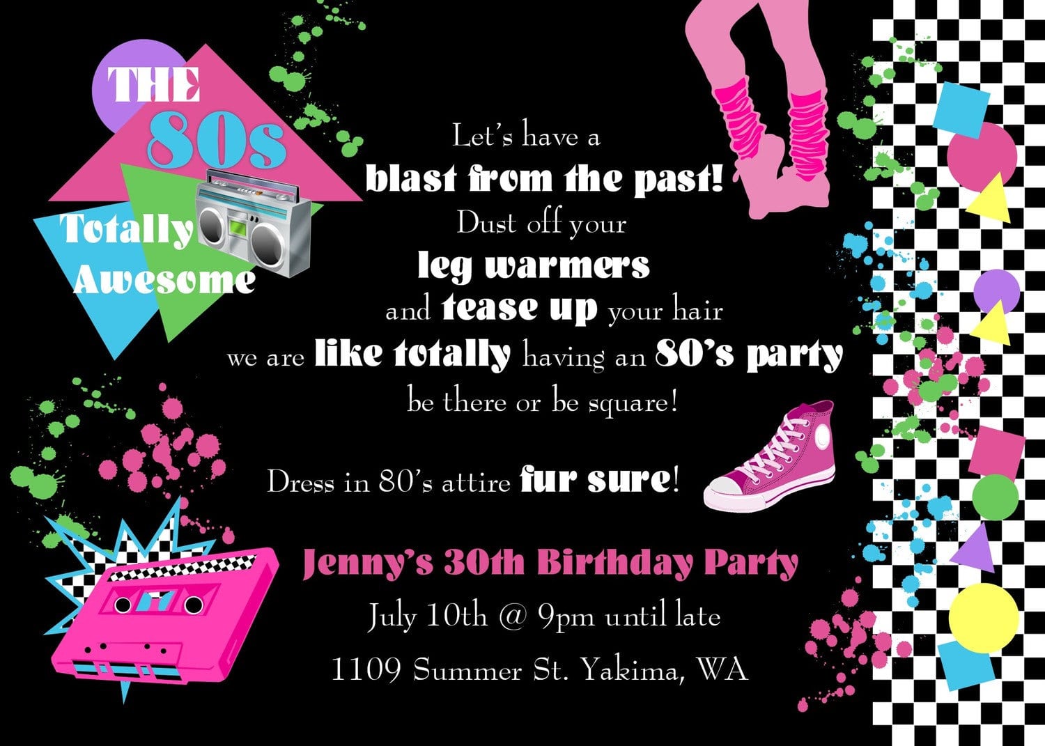 80s Party Invitations Template Free