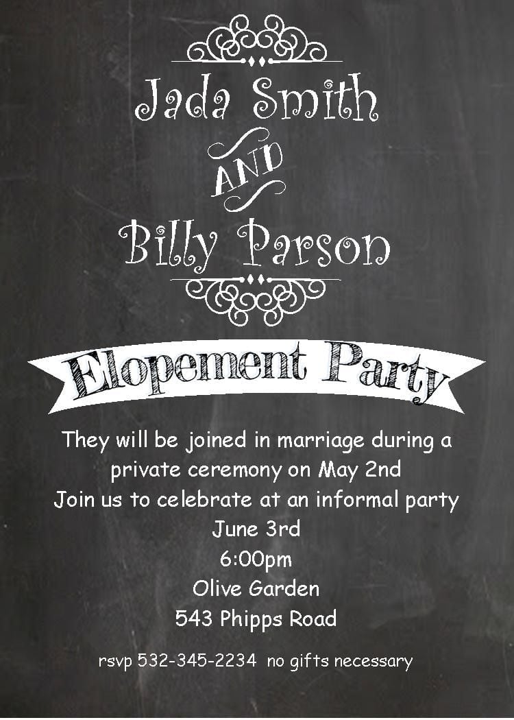 After The Wedding Party Invitations Or Elopement Party Invitations