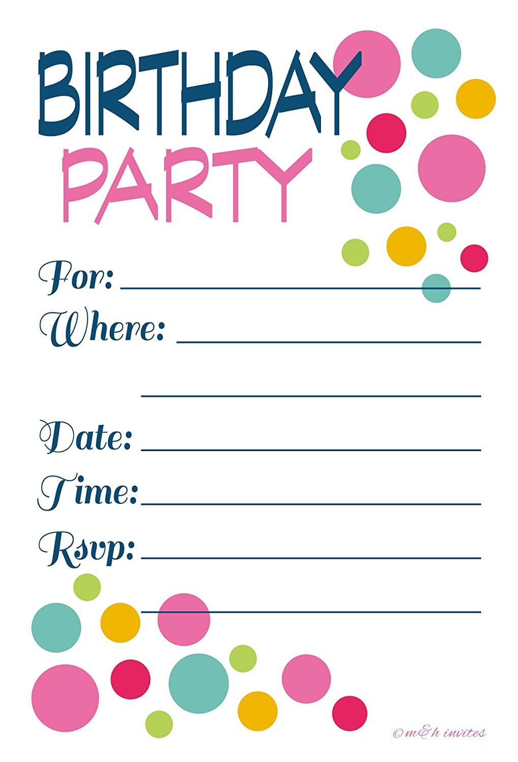 Amazon Com  Adult Or Teen Birthday Party Invitations Colorful Dots