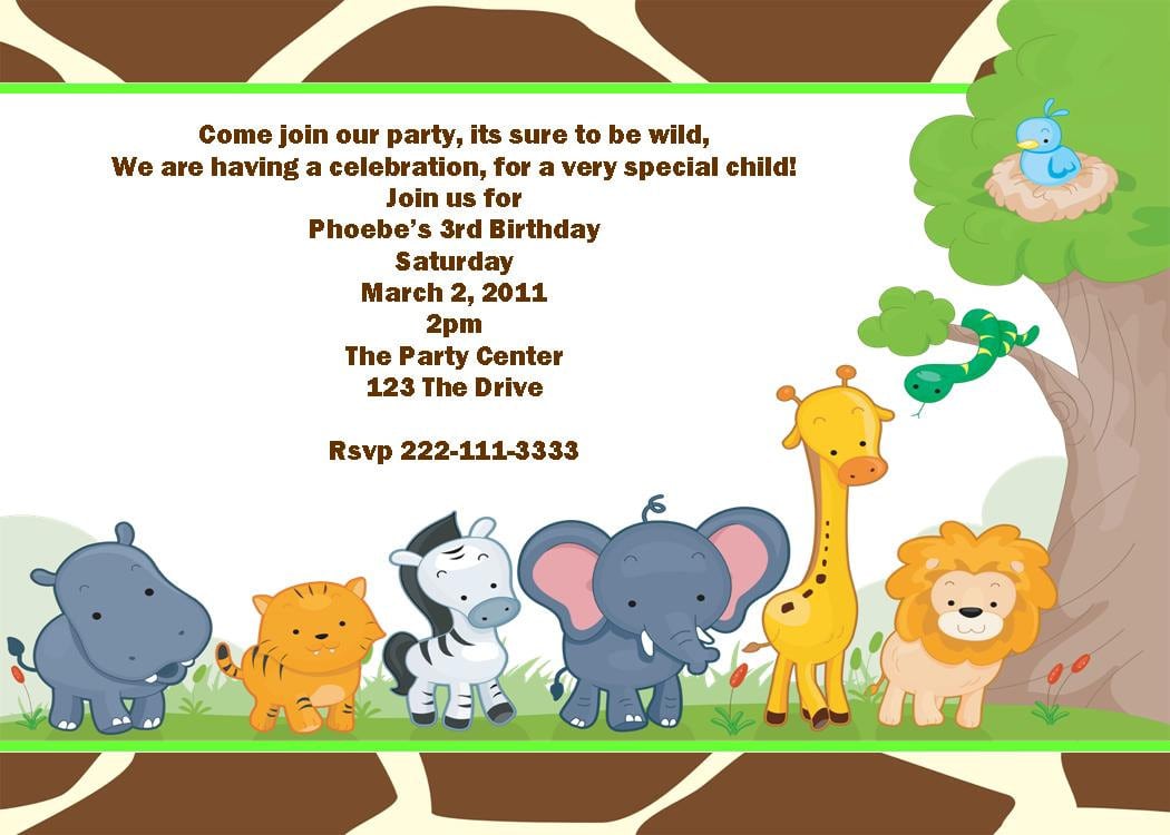 Animal Themed Birthday Invitations