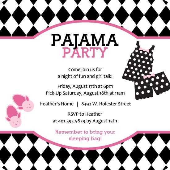 Beautiful Pajama Party Invitation Wording At Efficient Article