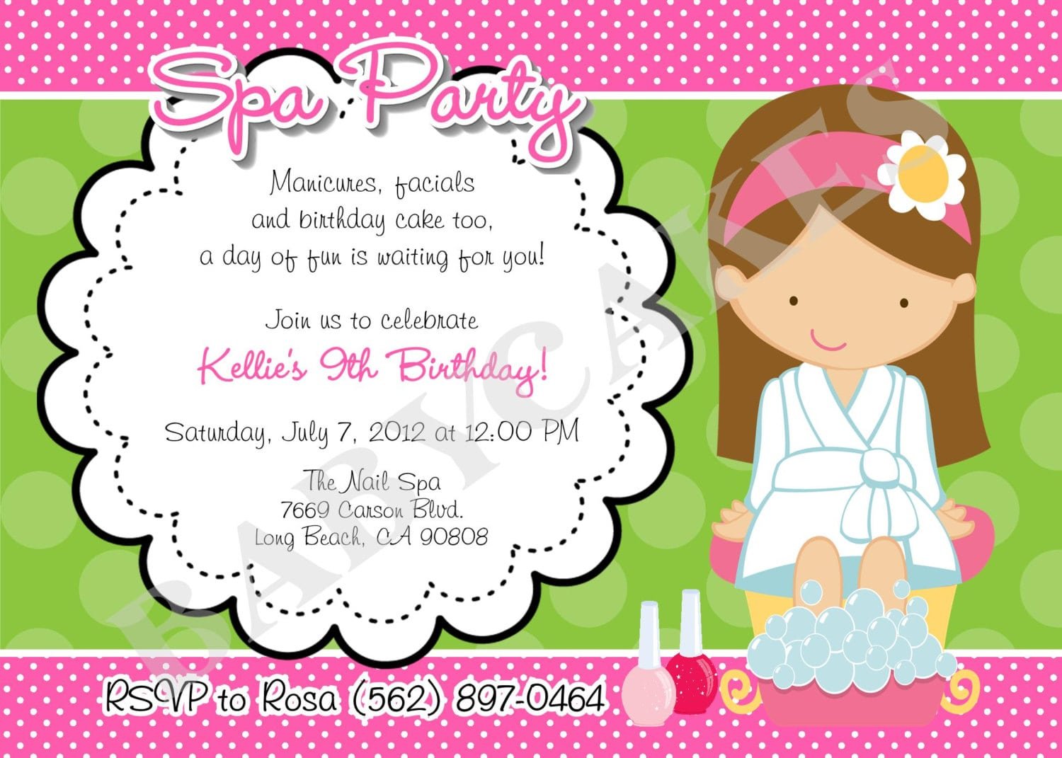 Birthday Invitations Exciting Spa Party Invitation Design Idea