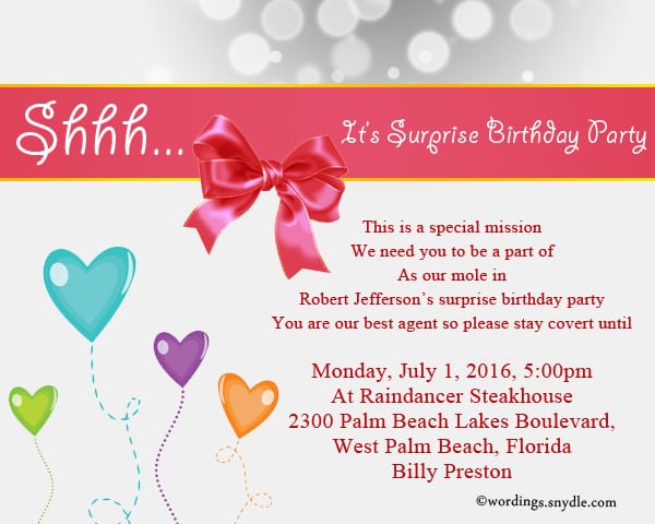 Birthday Party Invitation Wording