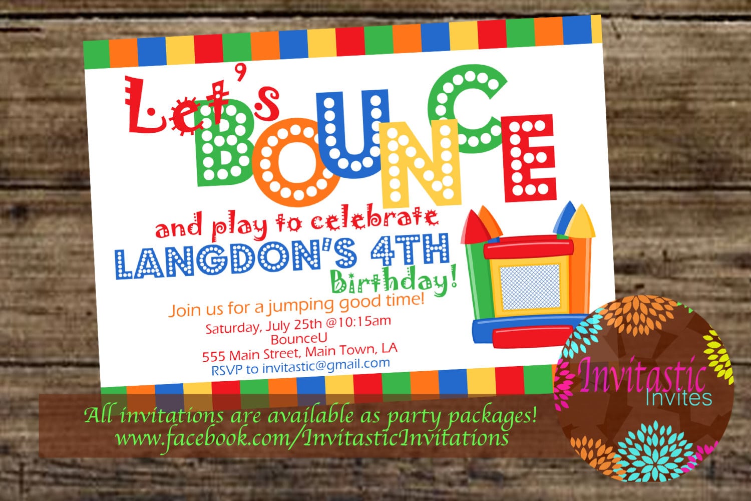 Bounce House Birthday Invitation Bounce House Invite Jump