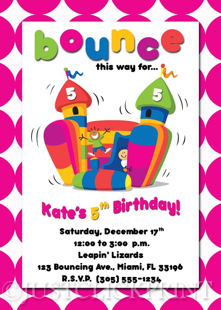 Bounce House Birthday Invitation Printable Â· Just Click Print