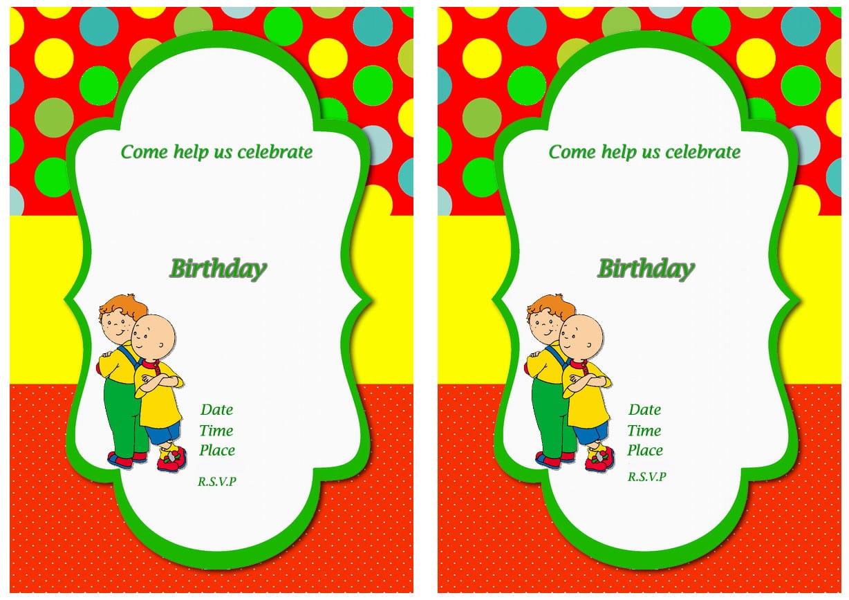 Caillou Free Printable Birthday Party Invitations
